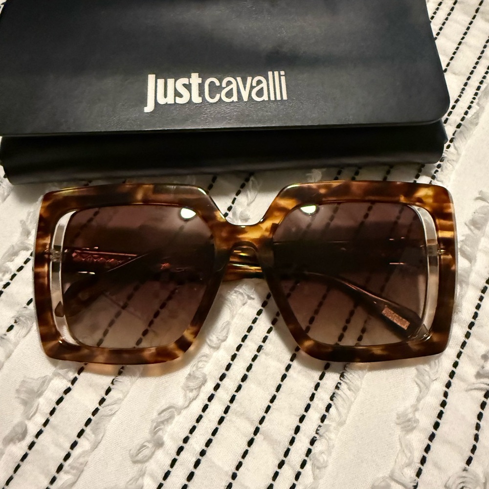 Cavalli Tortoise Shell Square Sunglasses